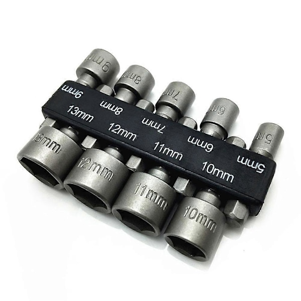 9 stk/sett sekskant pipehylser dyser muttertrekker sett boradapter 5mm-13mm