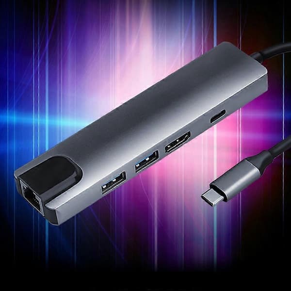 5-i-1 Typ-C till USB3.0 PD Dockningsstation Hub Dock Adapter Konverterare