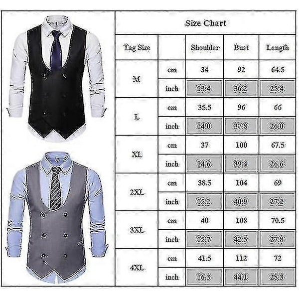 Julemænd Ensfarvet U-Hals Dobbeltknappet Jakkesætsvest Slim Fit Formel Vest Grey M
