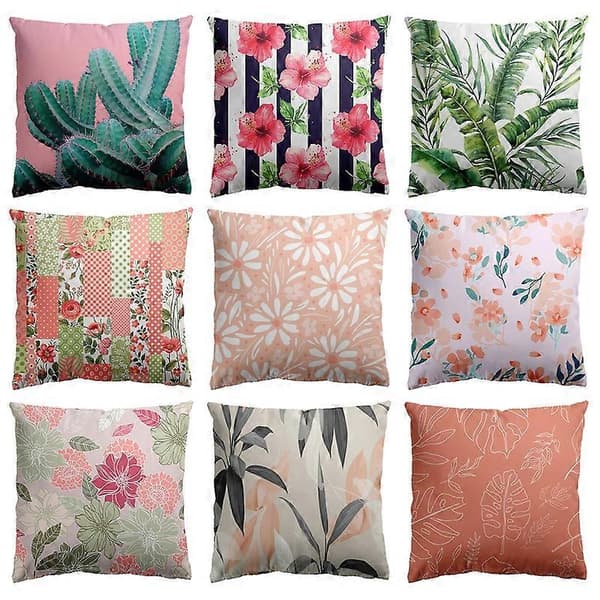 Kuddfodral Mjukt Dold Stängning Polyester Persika Hud Blomstertryck Soffkudde Örngott för Vardagsrum