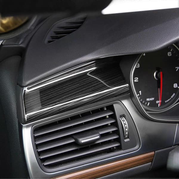 2 stk. Centerkonsol Instrumentbræt Navigationsdæksel Trim Strips Til A6 C7 2012-2018 Gloss Sort Rustfrit Stål
