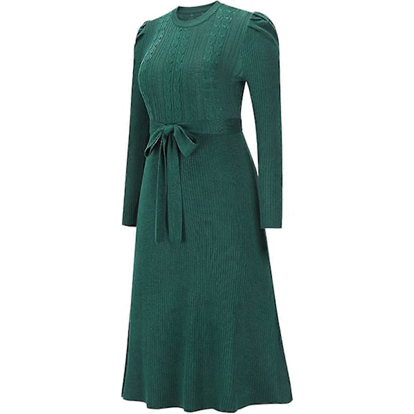 Höstklänningar för Kvinnor Kabelstickad Långärmad Rundhalsad Tröja Midjekort Klänning Passform S-2xl Style3 M