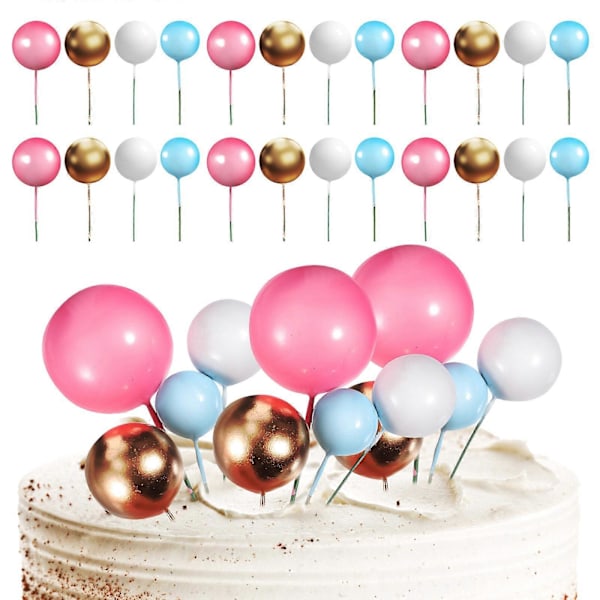 40 st Mini Ballong Tårtdekorationer Skumboll Tårtpinnar Cupcake Bollar DIY Tårtinsatser Bakdekorationer