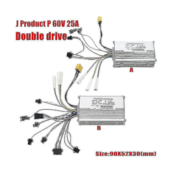 Elektrisk Skoter Dubbeldrift Kontroller Jp 48v 52v 60v 25a 50a Borstlös Kontroller Ab Främre Bakre Drift Kontroller Kit,2