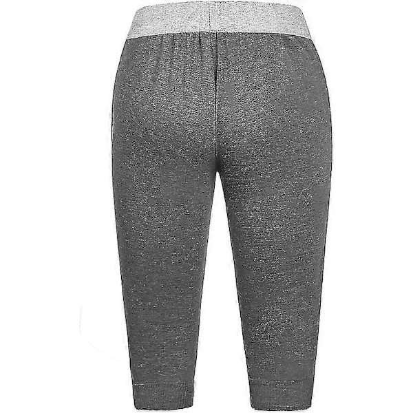 Träningsjoggers 3/4 för män, gym, löparshorts, capribyxor, sommar, bekväm passform, lätta, sweatpants under knät Deep Gray Large