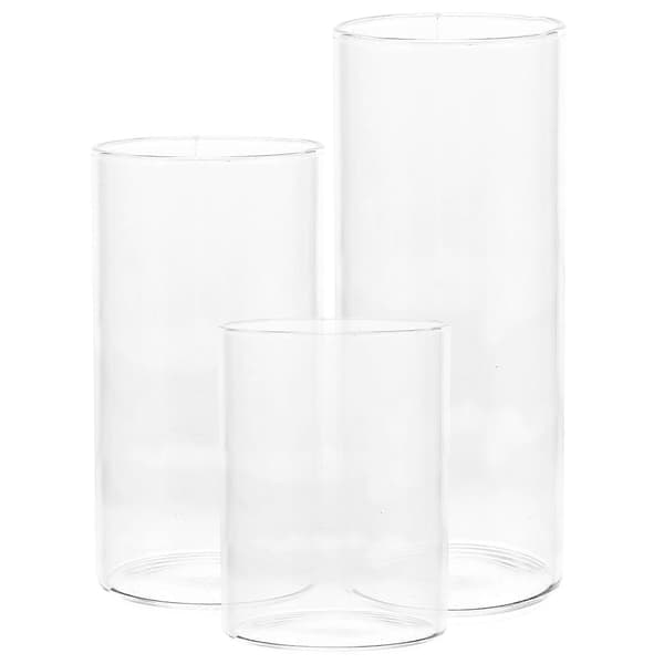 3 stk. Glass Lysestake Skjerm Glass Søyle Lysestake Lyskopp