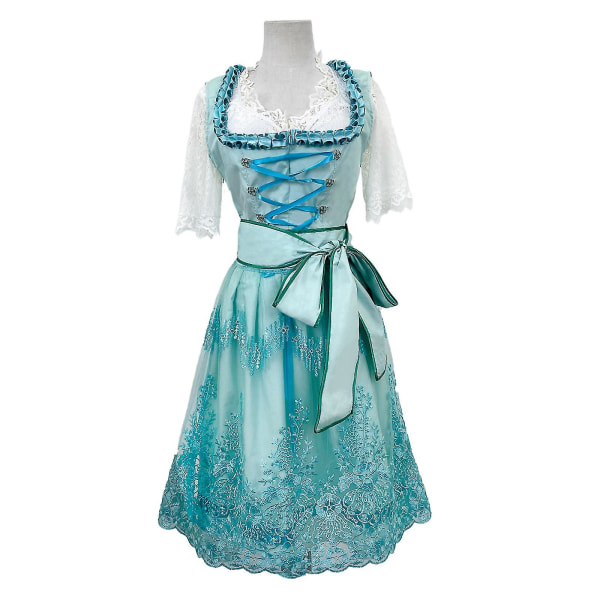 Snabb Leverans Dam Tysk Dirndl Klänning Kostymer För Bayersk Oktoberfest Halloween Karneval Light green L