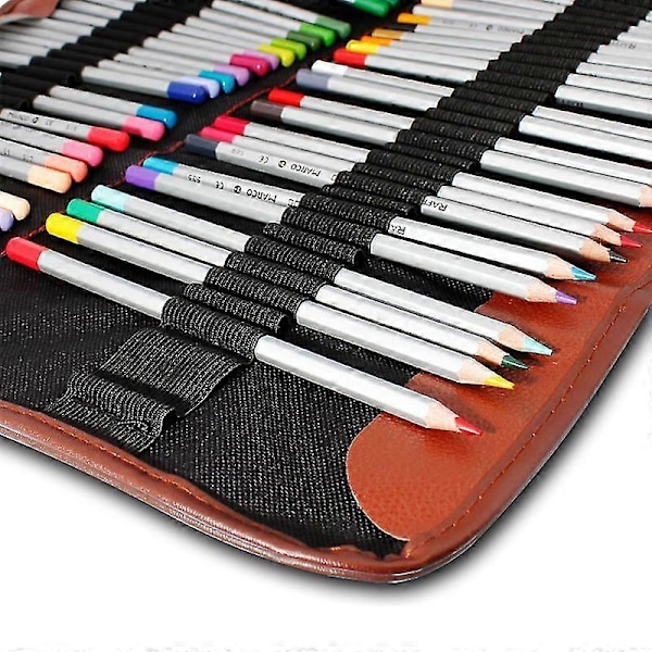 Penneholder, 72 Assorterte Fargede Blyanter Organizer, Rullbar Vaskbar Canvas Pennveske For Skole