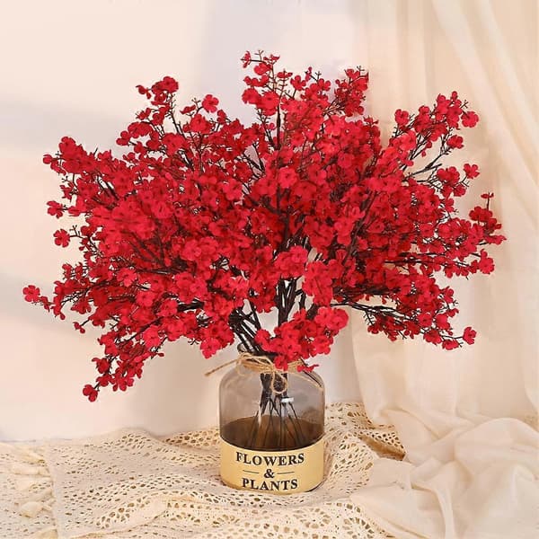 Røde Kunstige Blomster Juleblomster Simuleret Kunstig Blomst