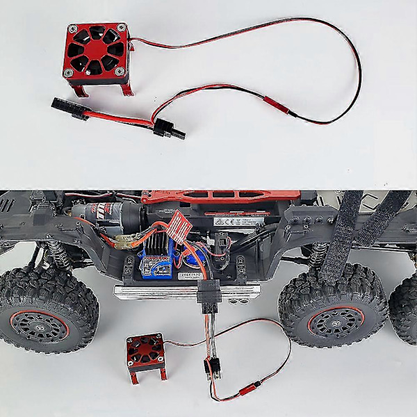 Rc Bil Motor Radiator Dæksel Køleventilator Motor Køleplade Temperaturkontrol Til 1/10 Rc Crawler Trax