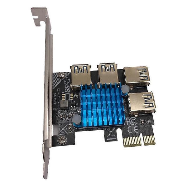 PCI-e 1 till 4 PCI Express Port Riser-kort / PCIe X1, X4, X8, X16 Slots GPU Riser / USB 3.0 Multi-car