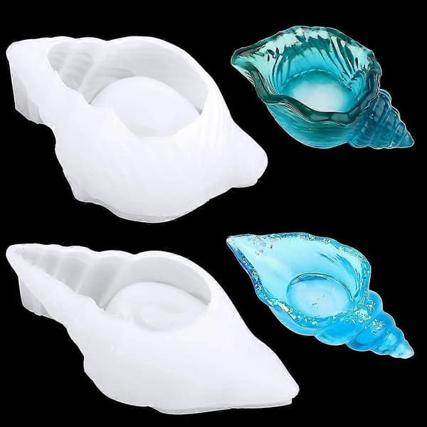 2 stk Speil Stereo Conch Silikonform DIY Krystall Dråpe Limform Havvind Skjell Sminke Egg Oppbevaring
