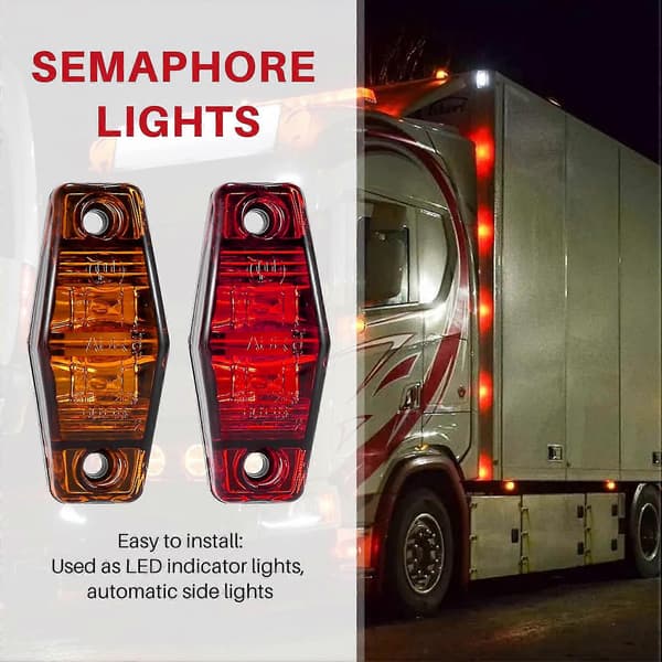 2 LED Sidemarkeringslys Lamper Lastebil Tilhenger Klaring Lys Forseglede Indikatorlys Vanntett (4
