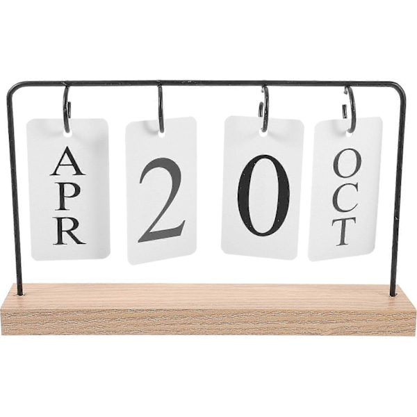 Evigvarende kalender i tre for skrivebord, planlegger, uke- og datovisning, kontorpultdekor