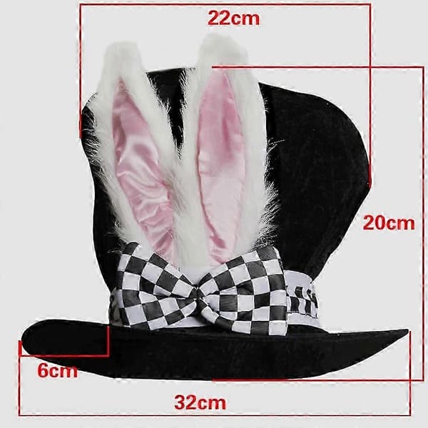 Påskehare ørehatt unisex hatt hodeplagg kaninhatt hodeplagg utkledning svart