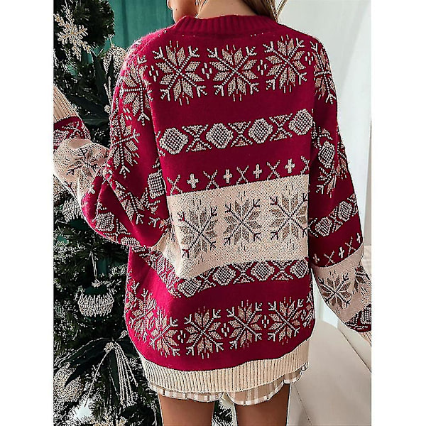 Julefrokost Dame Printet Sweater Varm Trøje Toppe Gaver L