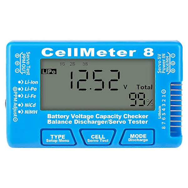 Batteritjekker Batterispændingstester LCD Baggrundslys Batterikapacitetstjekker