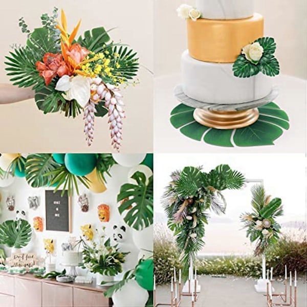 Konstgjorda Palmblad Falska Tropiska Monstera-blad Med Stjälkar För Hawaiian Luau Festbord Blad