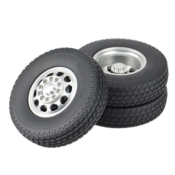 Metalliset etu- ja takavanteen navat 22 mm kumirenkailla 1/14 Semi Scania Rc -perävaunun vetotrukkiin