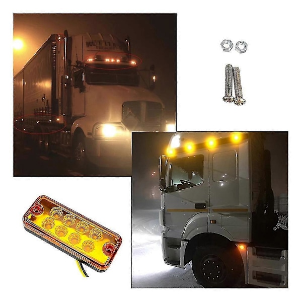 4x LED Sidomarkeringsljus Bil Extern Lampa Varnings Bakljus Indikator Släpvagn Lastbil Signal Klar
