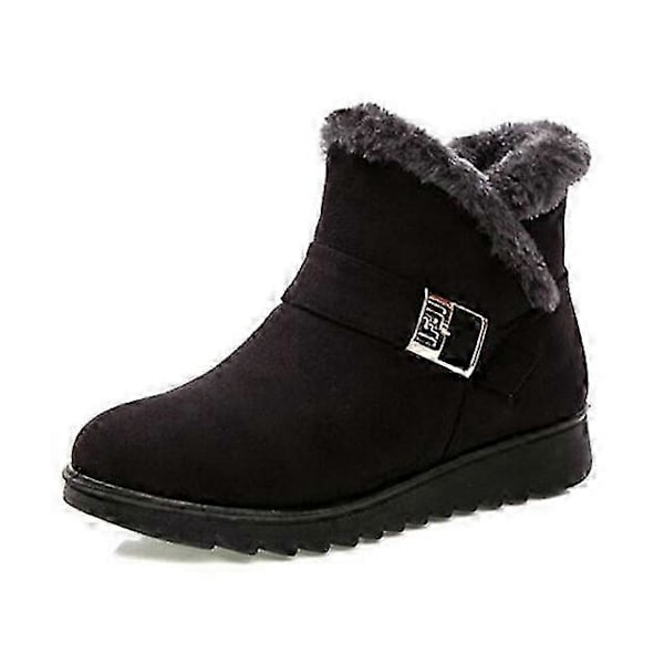 Lämpimät lumikengät lyhyt tekoturkis pehmo talvi nilkkurit XL platform naisten mokkanahkaiset puuvillakengät naisille mukavat dropshipping metal  black 12