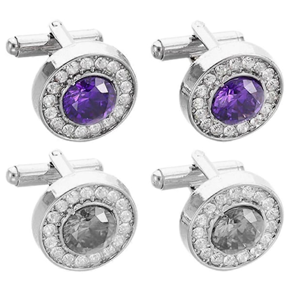 2 Par Smoking Studs Manschettknappar Herr Rund Kostym Knapp Kläder Smycken Accessoar