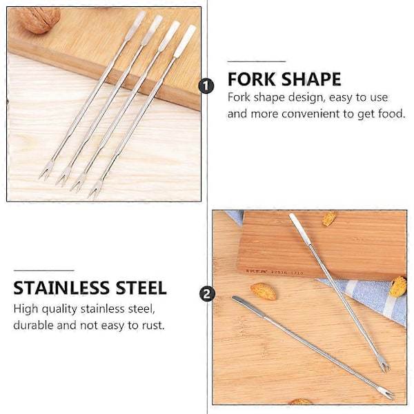 1 Sæt 10 Stk. Rustfrit Stål Seafood Gafler Multipurpose Nøddeplukkere (Sølv)