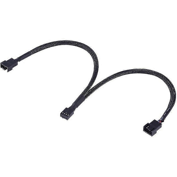4-pak PWM-blæsersplitterkabel Y-splitter Computer PC-blæserkabel 4-benet 1 til 2 konverter, sort sleeved
