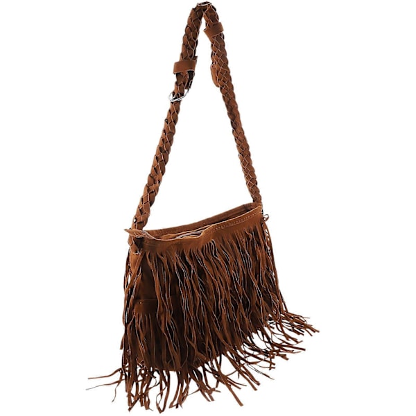 1 st Tofs Axelväska Läder Tote Tofs Handväska Crossbody Väska Dam Frans Tofs Väska (Ljusbrun)