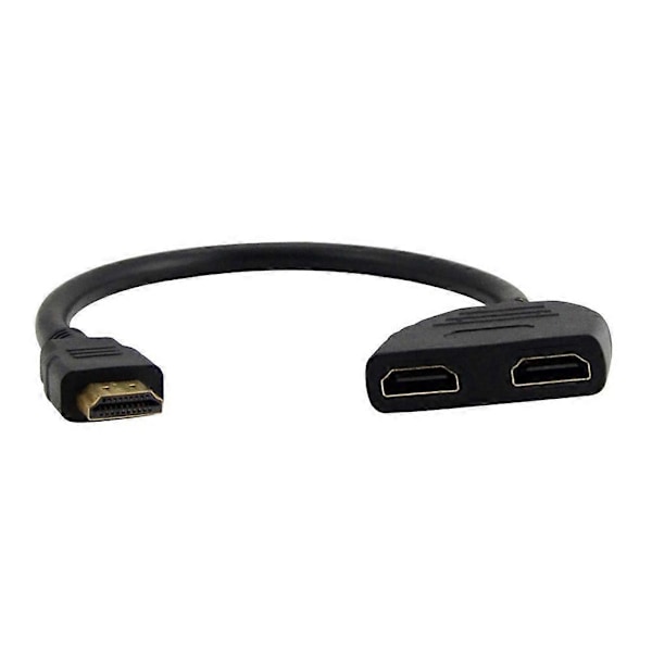 1 indgang 2 udgange Han til Dobbelt Hun Splitter Sort Kabel Adapter Konverter A/V 1080p