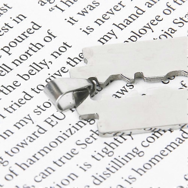 1 st Rakblad Titanstål Hänge Silverfärg Ca 3,8 X 2,3cm & 1 st Retro Läderhalsband för Män C