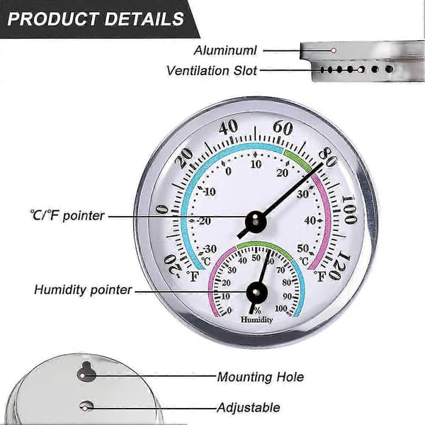 Mini 2 I 1 Termometer Hygrometer -30 Celsius-50 Celsius Metallskall Fuktighet Temperaturmåler Mo