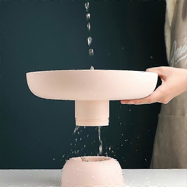Fruktskål med hög fot Plastbricka Köksavlopp Rund Fruktskål Vardagsrum Rosa