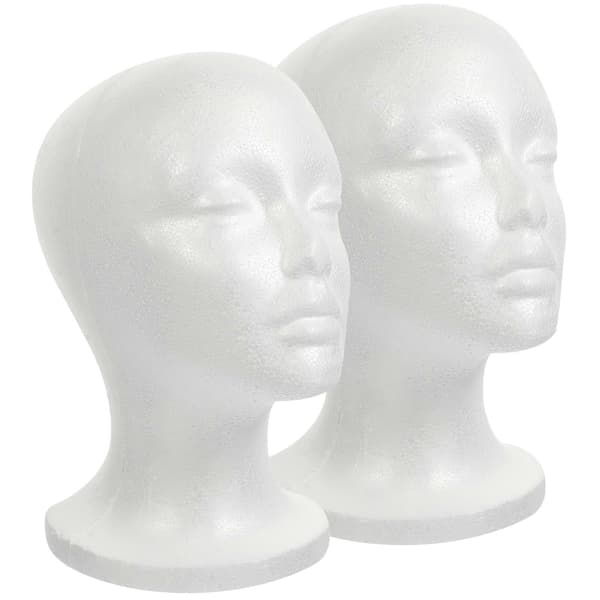 2 stk. Skum Kvinne Mannekeng Hode Parykker Briller Display Holder Stativ Modell