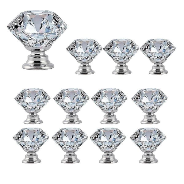 12 st 30mm Glas Er Knoppar Er Knoppar Drag S Kit Skåpsknoppar (silver)