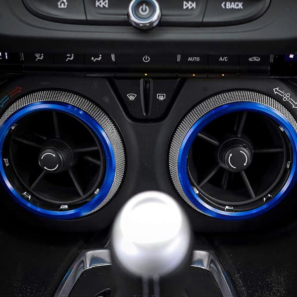 AC Knap A/C Udluftnings Trim Til 2016-2019 Camaro, Blå Aluminium, 4 Stykker