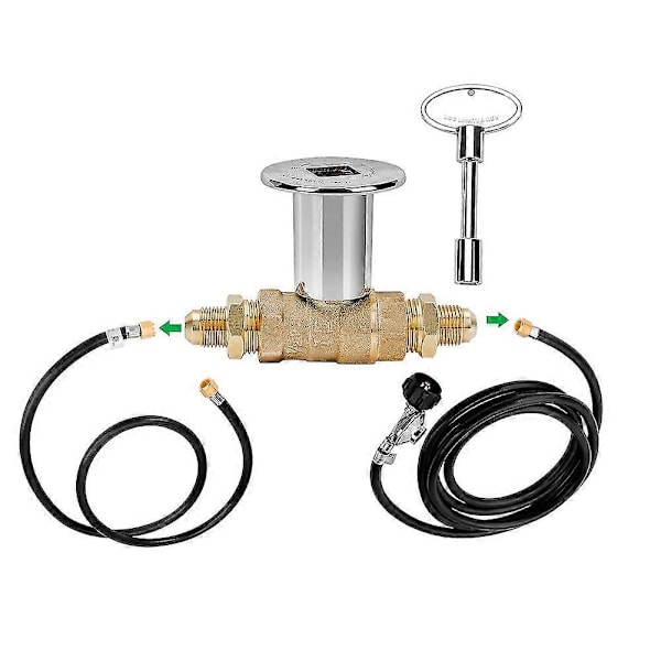 1/2-tommers Rett Kvarts-sving Stengeventilsett For NG LP Gasspeiser Med Polert Kromflens