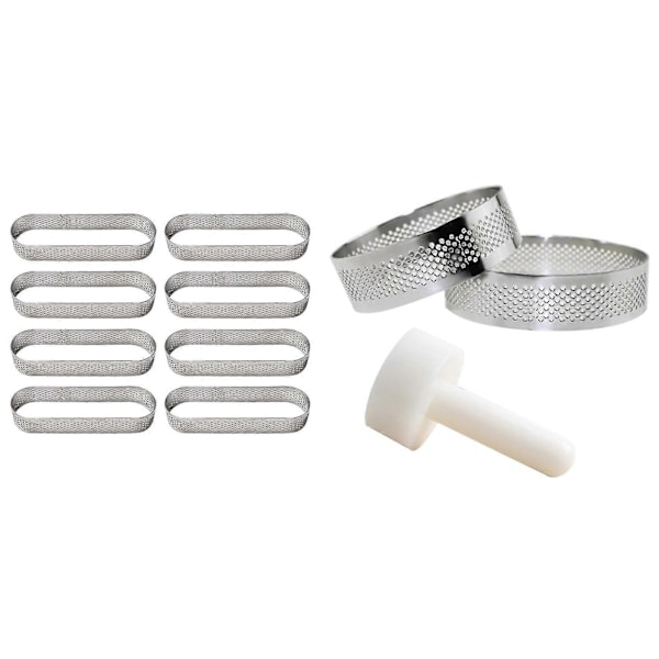 Perforert Kit Tertringer Tertstapper Mini Mousse Kake Ringer Med 8 stk Fransk Dessert Mousse Quiche