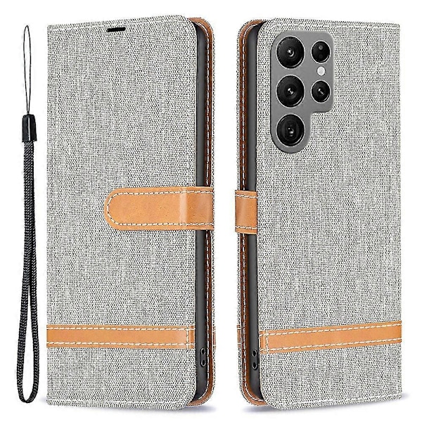 För Samsung Galaxy S24 Ultra Fodral Jeans Tyg Plånbok Telefonfodral Grey Style G Samsung Galaxy S24 Ult