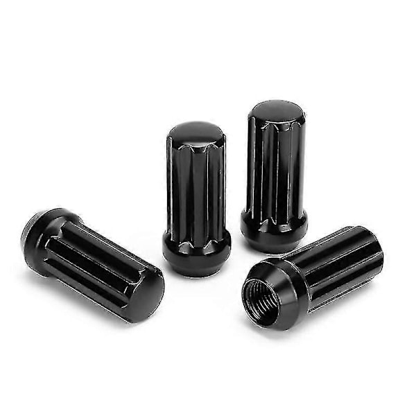 M14x1.5 Hjulmuttrar, 24 Stycken 14mmx1.5 7 Spline Drive Koniska Hjulmuttrar 2 tum Långa Svarta Med 2