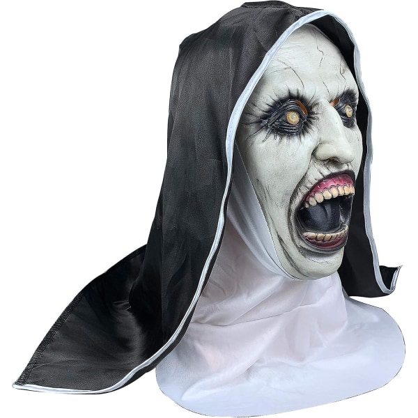 Halloween Lateksi Koko Pään Naamio Nunna Kauhu Pelottava Cosplay Pukunaamio
