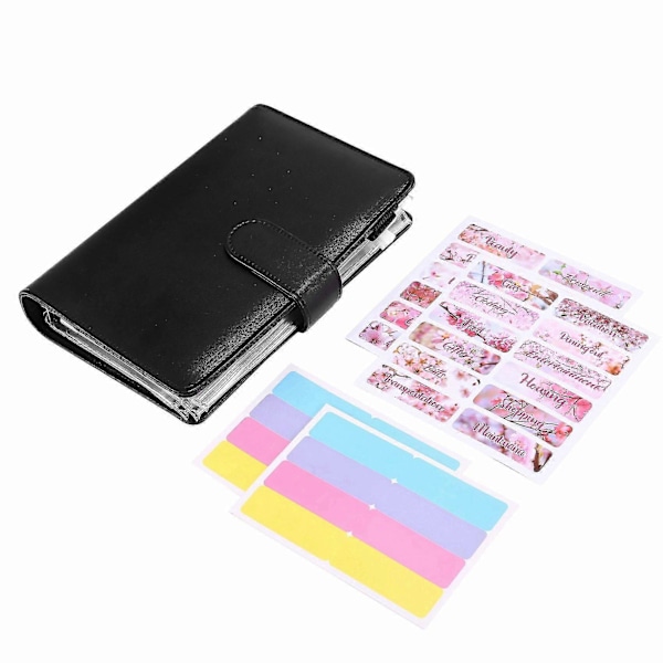 A6 PU Læder Binder Budget Planner Organizer, Med Budgetark, Lynlåslommer, Opsparing Kontant Kuvert