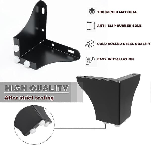 4 st Metallmöbelben, 10 cm höga soffben, moderna triangulära möbelfötter DIY-ersättning-hy