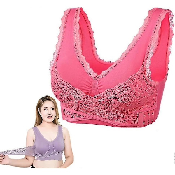 Turmalin Formande Trådlös Silkeslen BH, Lymphvity Detoxification And Shaping & Kraftfull Lyft-BH för Kvinnor Rose 2XL