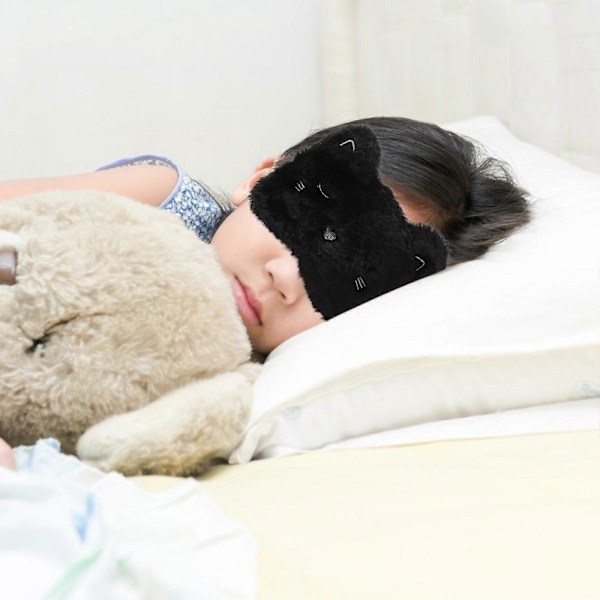 Rejse Plys Blindfold Komprimer Søvn Øjenmaske Dækken Øjenskygge Øjenlap (Sort Hund)