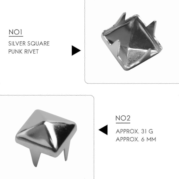 200 st Koppar 6 mm Silver Nitar Pyramider Dekoration