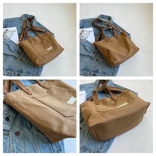 Dammode Canvas Crossbody Väskor Stor Kapacitet Kvinnlig Enkelhet Mångsidiga Axelväskor Designer Dam Fritidshandväskor Khaki
