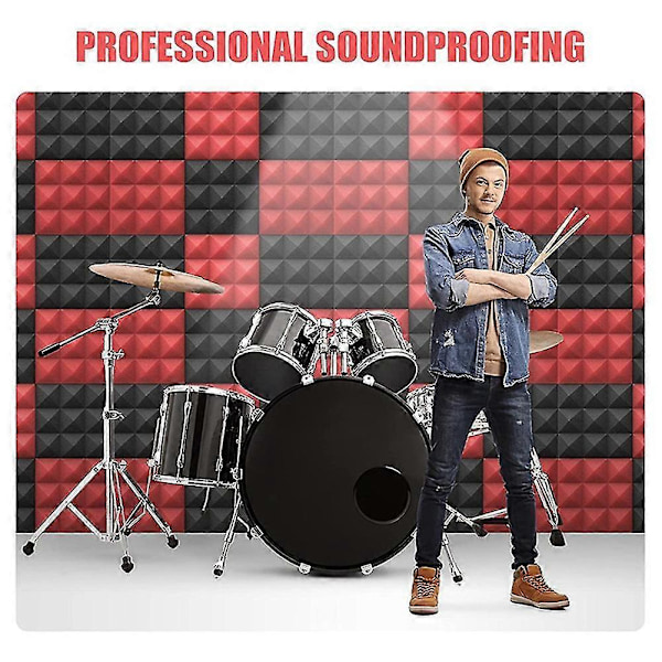 12 st Självhäftande Akustikpaneler, Akustikskum Paneler Ljudabsorption Pyramid Studio Behandling