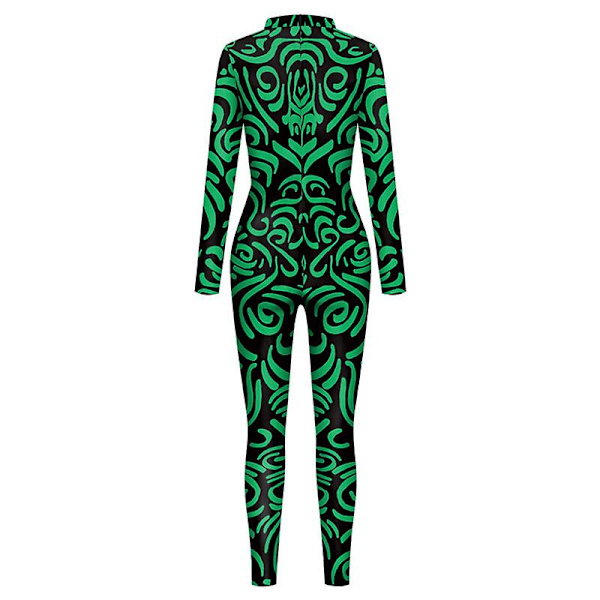 Dame Halloween Kostume 3D Print Langærmet Jumpsuit Outfit style 1 L