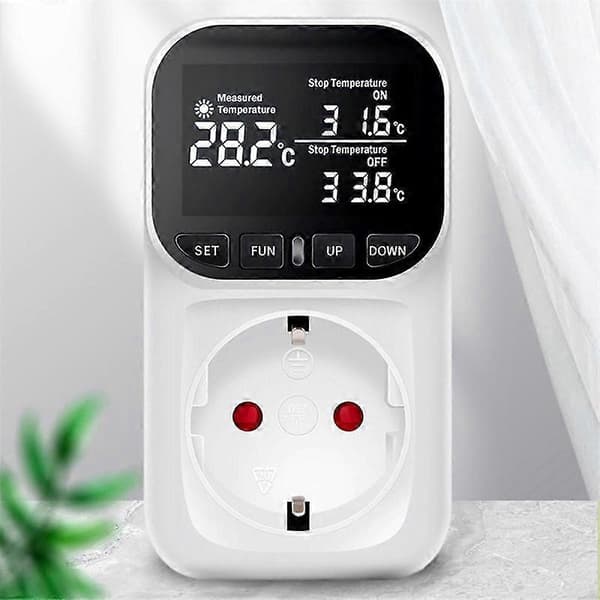 Digital temperaturkontroll, Reptil Termostat Timer Switch Plug med sensor för hem, växthus akvakultur EU-kontakt